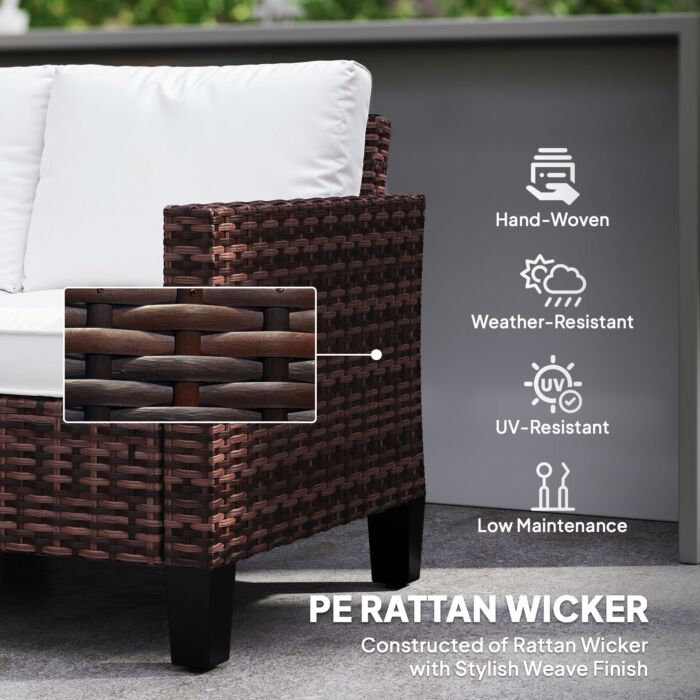 Outsunny Two-seater Rattan Outdoor Sofa - Brown