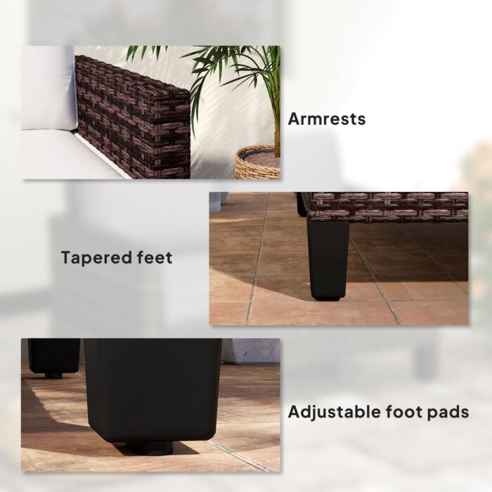 Outsunny Two-seater Rattan Outdoor Sofa - Brown