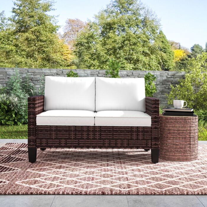 Outsunny Two-seater Rattan Outdoor Sofa - Brown