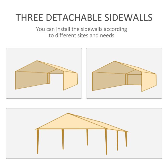 Outsunny 6 X 3 M Party Tent Gazebo Marquee Outdoor Patio Canopy Shelter With Windows And Side Panels, Black