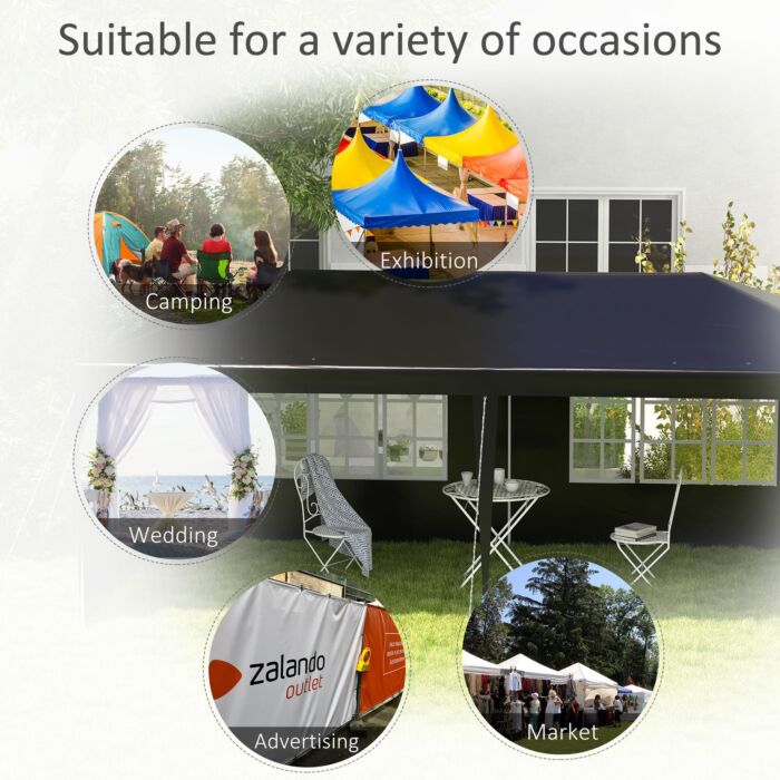 Outsunny 6 X 3 M Party Tent Gazebo Marquee Outdoor Patio Canopy Shelter With Windows And Side Panels, Black