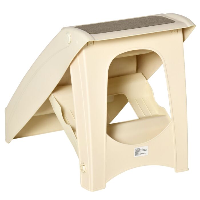 Pawhut Foldable Pet Stairs, 4-step For Cats Small Dogs With Non-slip Mats, 62 X 38 X 49.5 Cm, Beige