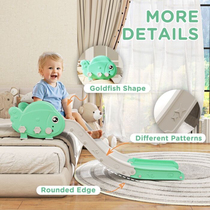 Aiyaplay Kids Sofa Slide With 130cm Extended Length, Hdpe Toddler Slide For Sofa, Bed, Stairs, Easy Assemble & Storage, Green