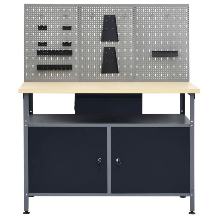 Vidaxl Workbench With Three Wall Panels