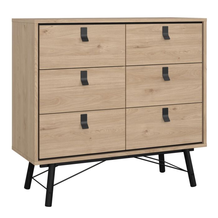 Ry 3 Piece Bundle, Bedside, Chest And 3 Door 3 Drawer Wardrobe In Jackson Hickory Oak