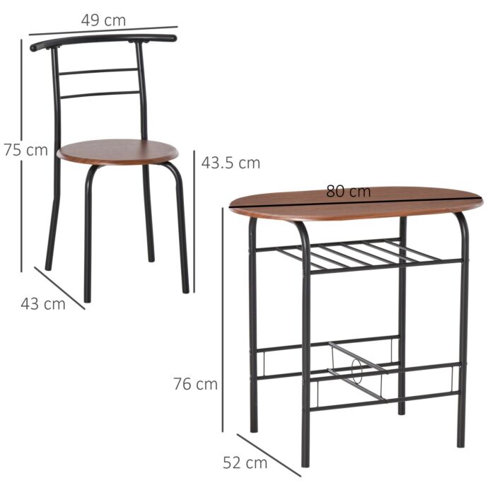 Homcom Mdf 2 Person Dining Table Set 2-seater Bar Stool And Table Set