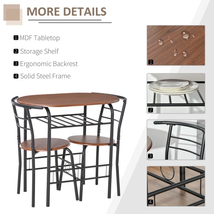 Homcom Mdf 2 Person Dining Table Set 2-seater Bar Stool And Table Set