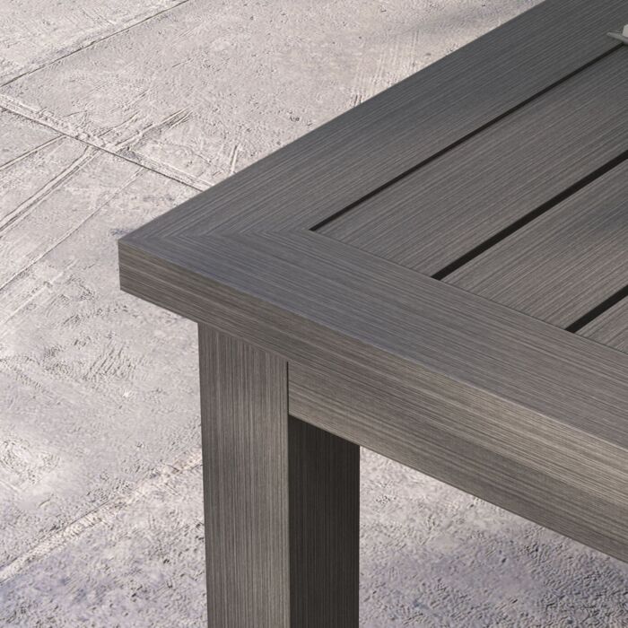 Outsunny Aluminium Outdoor Side Table, Slat Patio Coffee Table With Wood Grain Effect, 100cm X 60cm, Brown