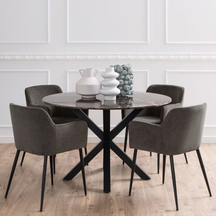 Heaven Dining Table With Brown Polished Marble Top