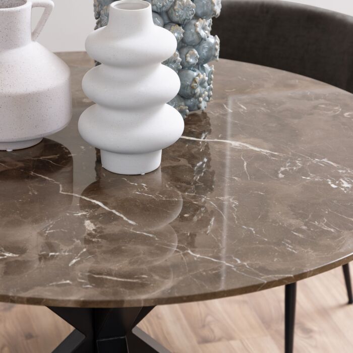 Heaven Dining Table With Brown Polished Marble Top