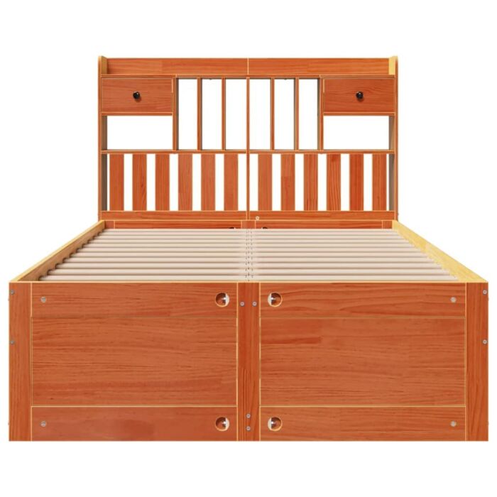 Vidaxl Bookcase Bed Without Mattress Wax Brown 135x190 Cm Double Solid Wood Pine