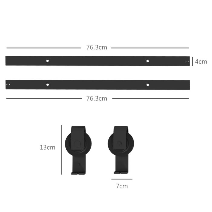 Homcom 5ft/152.5cm Bi-folding Sliding Barn Door Hardware Track Kit, Heavy Duty Sliding Door Kit For 2 Doors With J Shape Hanger