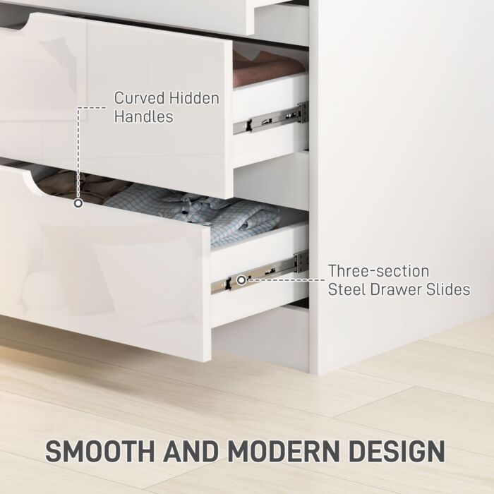 Homcom 4 Drawer Chest Of Drawers, Modern Dresser For Bedroom, Living Room, 60 X 40 X 85cm, White