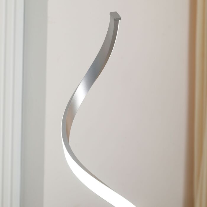 Homcom Dimmable Floor Lamp, Modern Spiral Standing Lamp With 3 Adjustable Brightness And Square Base, Silver