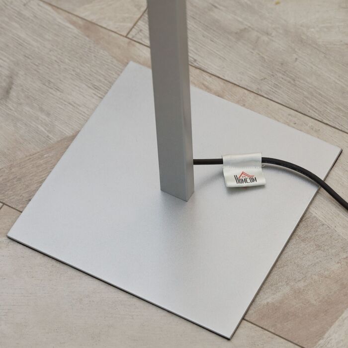 Homcom Dimmable Floor Lamp, Modern Spiral Standing Lamp With 3 Adjustable Brightness And Square Base, Silver