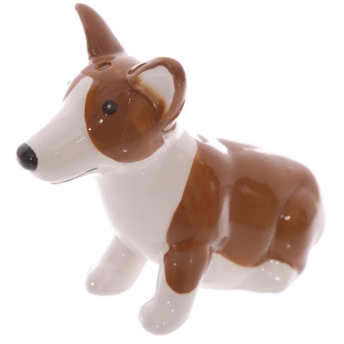 Novelty Collectable Queen And Corgi Ceramic Salt And Pepper Set