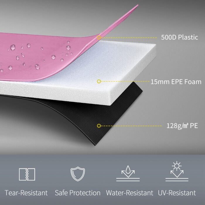 Sportnow 8ft Trampoline Spring Cover, Plastic Trampoline Pad Replacement With Elastic Cord, Waterproof, Uv Resistant And Tear-resistant, Pink
