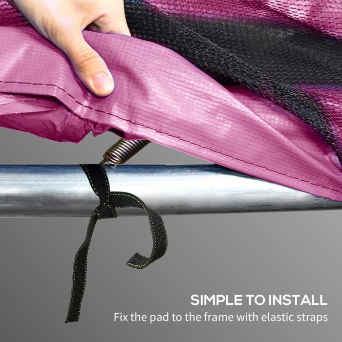 Sportnow 8ft Trampoline Spring Cover, Plastic Trampoline Pad Replacement With Elastic Cord, Waterproof, Uv Resistant And Tear-resistant, Pink