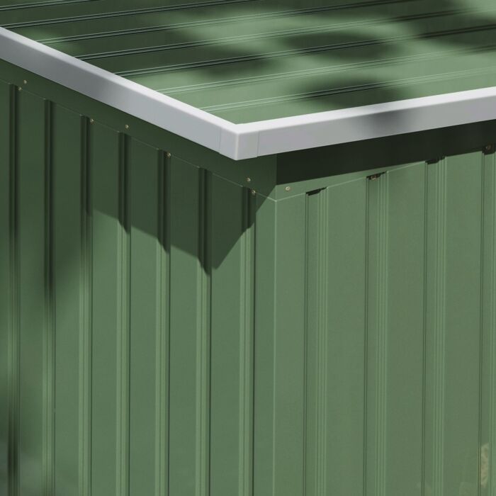 Outsunny 9 X 4 Ft Pent Roof Metal Garden Storage Shed Corrugated Steel Tool Box With Foundation Ventilation & Doors, Light Green