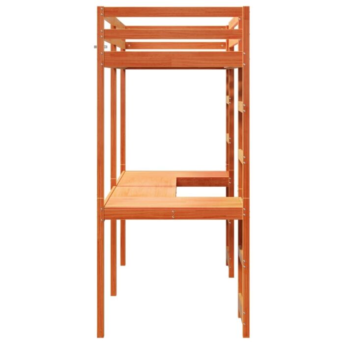 Vidaxl Loft Bed Frame With Desk Wax Brown 80x200 Cm Solid Wood Pine