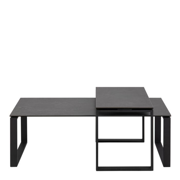 Katrine Ceramic Coffee Table Set In Black