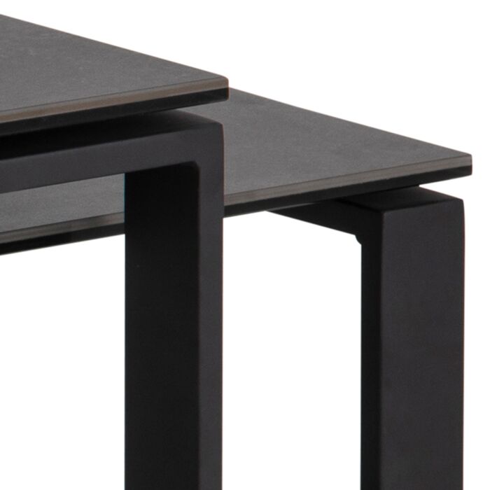 Katrine Ceramic Coffee Table Set In Black