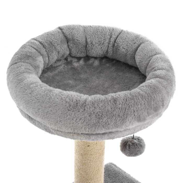 Pawhut Cats Sisal Rope 3-tier Scratching Tree Grey