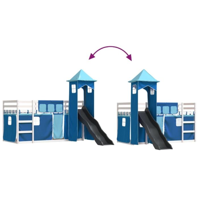 Vidaxl Bunk Bed With Slide And Curtains Blue 90x190 Cm