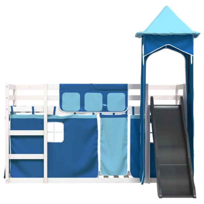 Vidaxl Bunk Bed With Slide And Curtains Blue 90x190 Cm