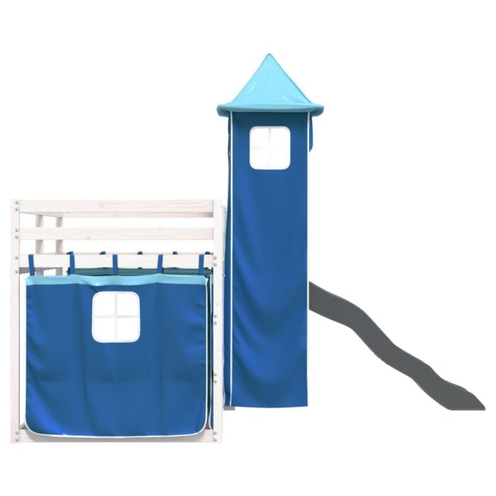 Vidaxl Bunk Bed With Slide And Curtains Blue 90x190 Cm