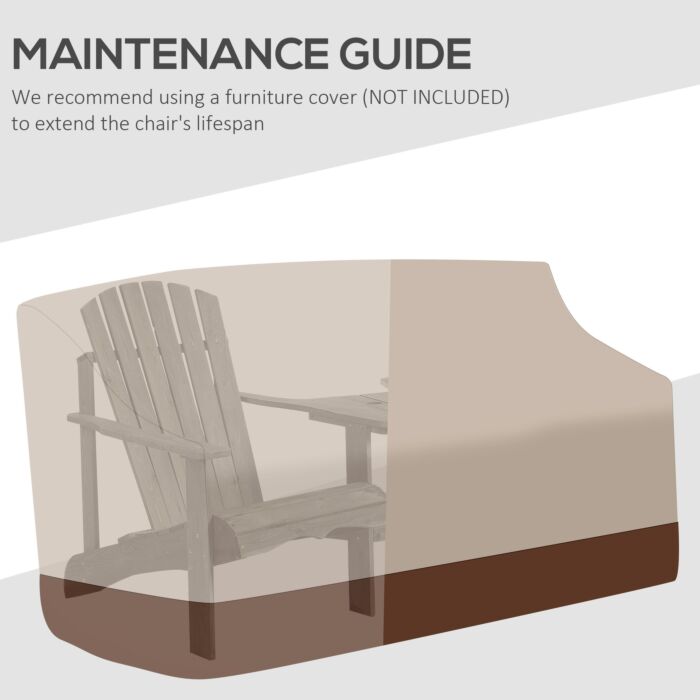 Outsunny Wooden Outdoor Double Adirondack Chairs Loveseat W/ Center Table And Umbrella Hole Grey