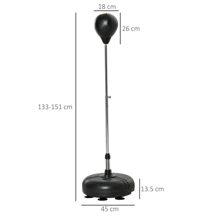 Homcom Punching Bag With Stand, Free Standing Boxing Bag Set, Speed Bag With Adjustable Height For Teens & Adults, Black, Gold