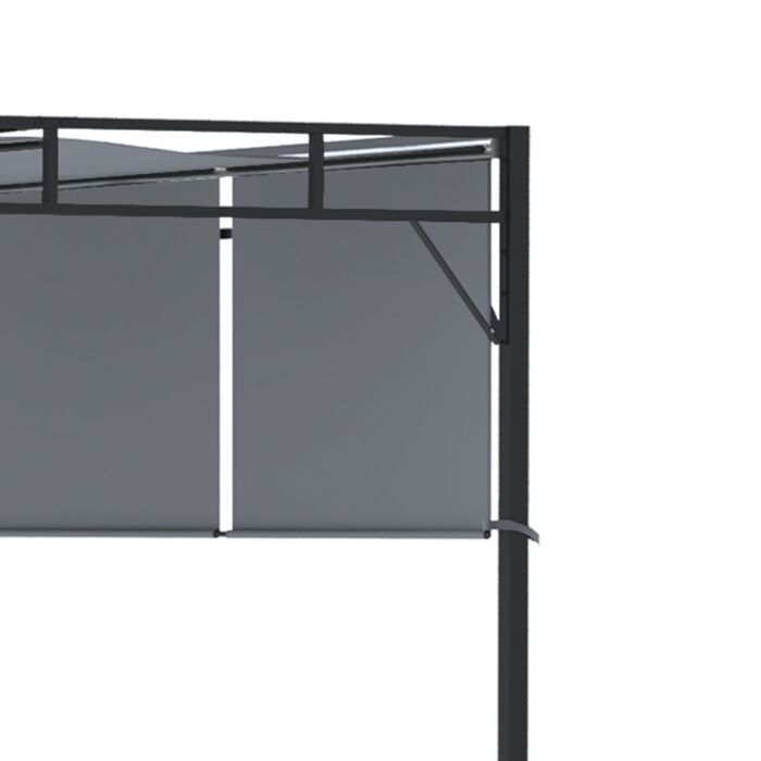 Outsunny 3 X 3(m) Steel Pergola Gazebo Garden Shelter With Retractable Roof Canopy, Dark Grey