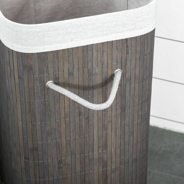Homcom Laundry Basket With Flip Lid And String Handles, Collapsible Hamper Removable Lining Board Base Foldable Water-resistant Dirty Clothes Storage