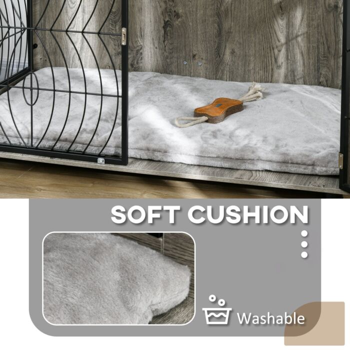 Pawhut 44.5" Indoor Dog Crate Furniture End Table W/ Plush Washable Cushion, Lockable Door, For Extra Large Size Dogs