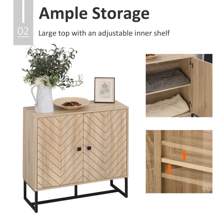 Homcom Storage Cabinet Adjustable Shelf Metal Frame Handles Tabletop Unique Home Style Organiser