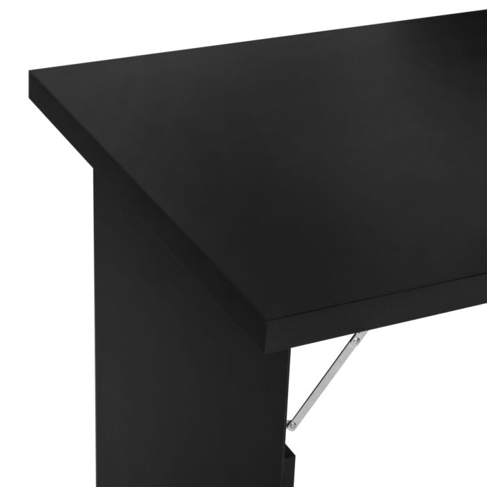 Homcom Folding Wall-mounted Drop-leaf Table With Chalkboard Shelf Multifunction Black