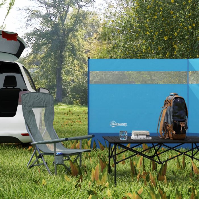 Outsunny Folding Camp Chair Portable Chair W/ Cup Holder Holds Up To 136kg Perfect For Camping, Festivals, Caravan Trips, Beach And Bbqs