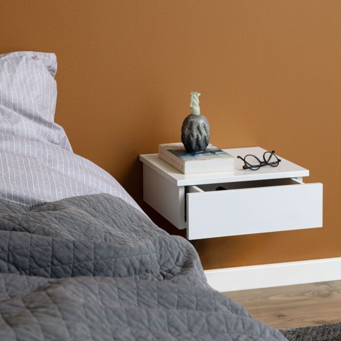 Avignon Square Bedside Table With 1 Drawer In White