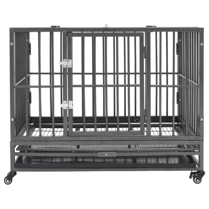 Vidaxl Dog Cage With Wheels Steel 102x72x85 Cm