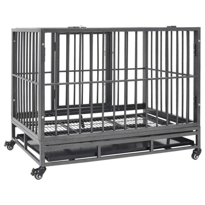 Vidaxl Dog Cage With Wheels Steel 102x72x85 Cm