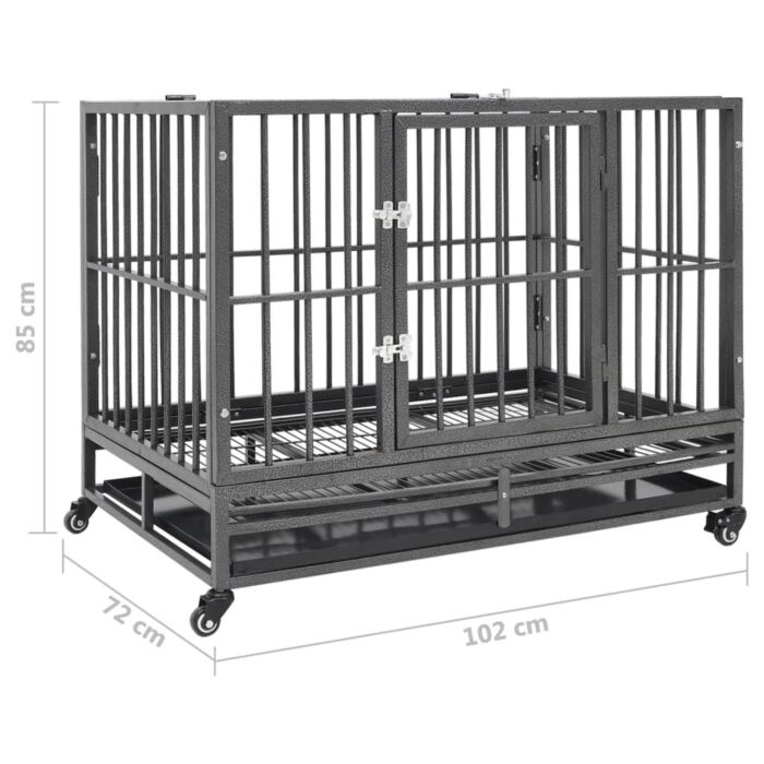 Vidaxl Dog Cage With Wheels Steel 102x72x85 Cm