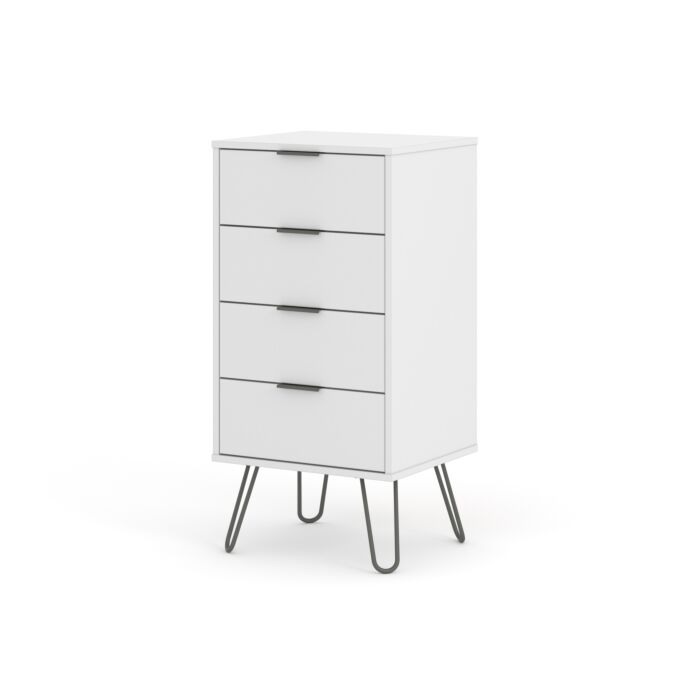 Augusta White 4 Drawer Narrow Chest Of Drawers
