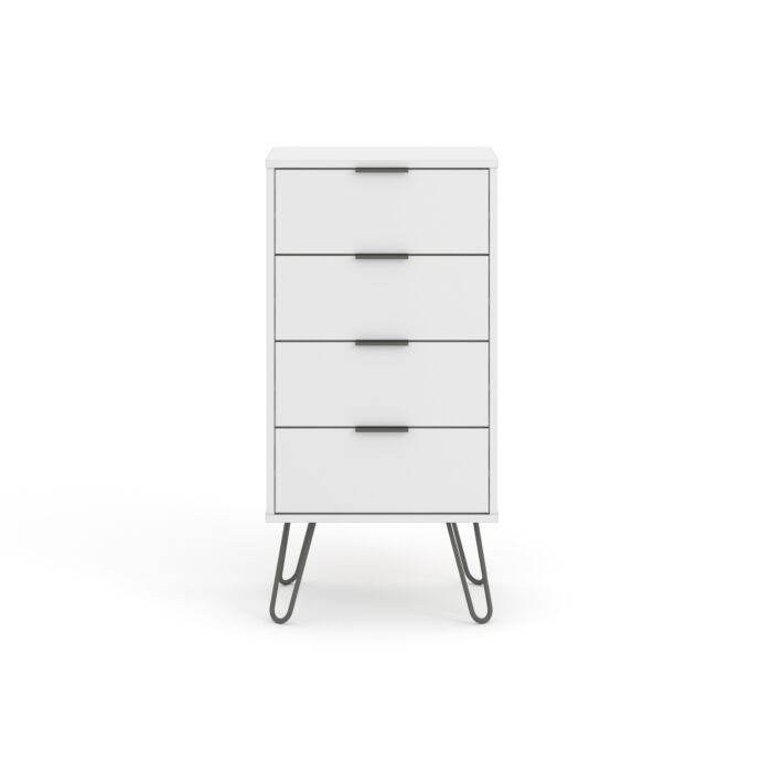 Augusta White 4 Drawer Narrow Chest Of Drawers