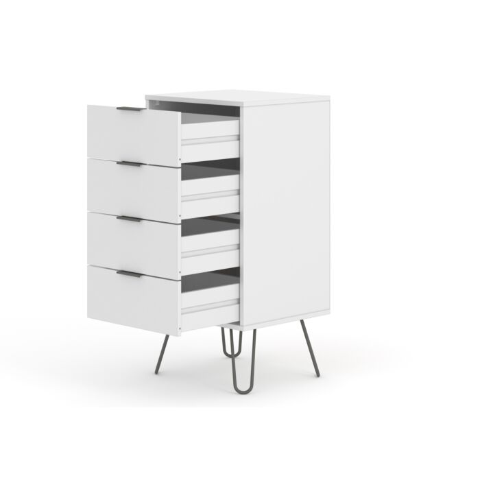 Augusta White 4 Drawer Narrow Chest Of Drawers