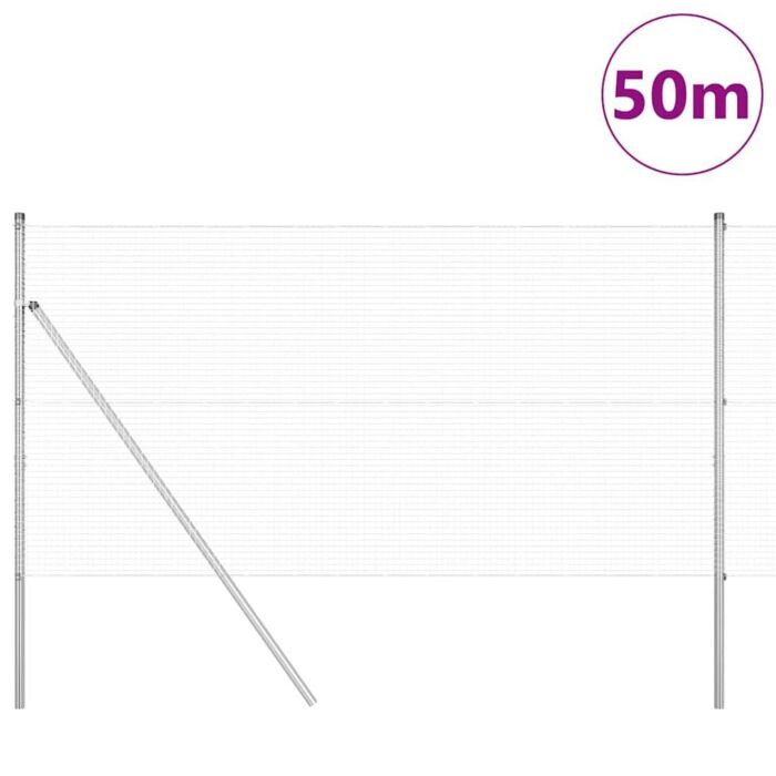 Vidaxl Welded Wire Fence With 13 Posts 1.4x50 M Galvanised Steel