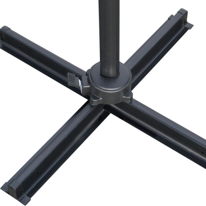 Outsunny 2.7 X 2.7 M Cantilever Parasol, Square Overhanging Umbrella With Cross Base, Crank Handle, Tilt, 360° Rotation, Aluminium Frame, Cream White
