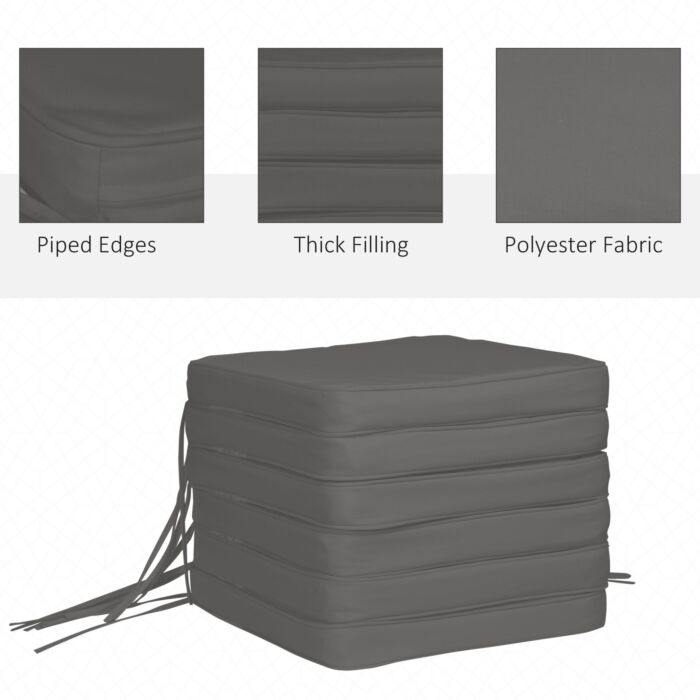 Outsunny Set Of 6 Pcs Chair Cushion, 42lx42wx5t Cm-grey