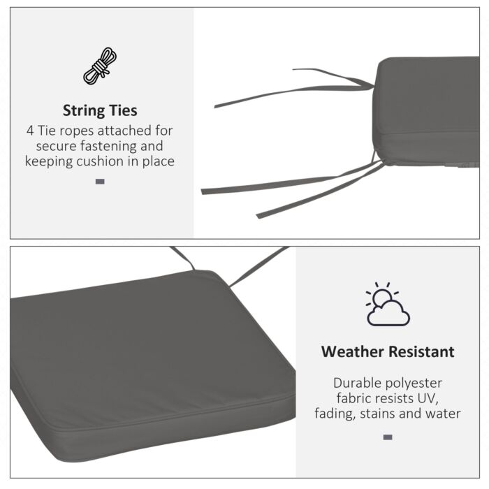 Outsunny Set Of 6 Pcs Chair Cushion, 42lx42wx5t Cm-grey