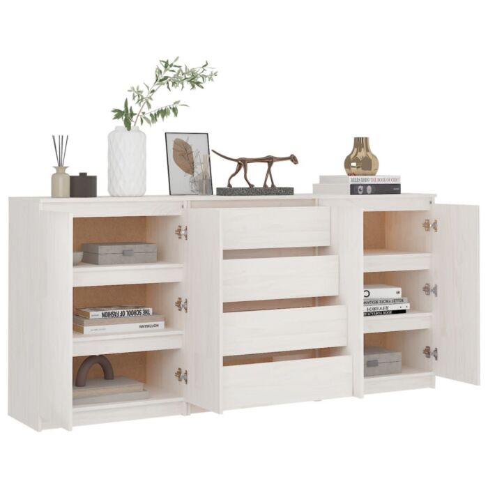 Vidaxl Side Cabinets 3 Pcs White Solid Pinewood